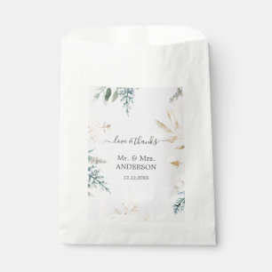Charming Watercolor Greenery Gold Wedding Favour Bags