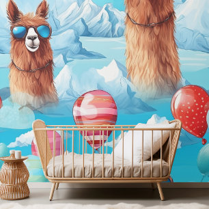 Charming Watercolor Llama & Desert Cacti Pattern  Wallpaper