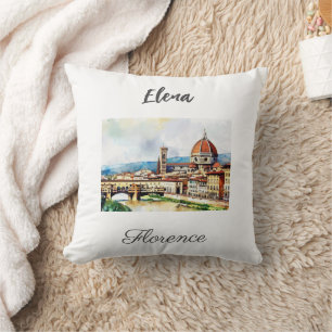 Charming watercolor painting Florence in Italy Cushion