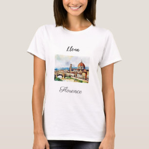 Charming watercolor painting Florence in Italy  T-Shirt