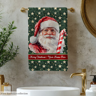 Charming Watercolor Santa Claus Bath Towel Set