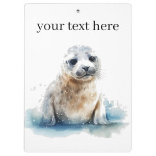 Charming Watercolor Seal Pup, custom Clipboard