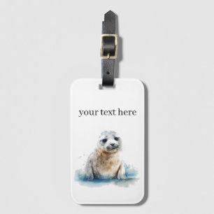 Charming Watercolor Seal Pup, custom Luggage Tag