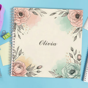 Charming Watercolor Sketchy Flowers Notebook
