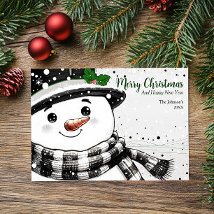 Charming Watercolor Snowman Christmas Holiday Card