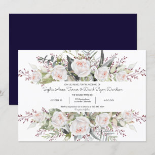 Charming Watercolor White Flowers Frame Wedding Invitation