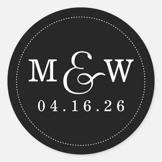 Charming Wedding Monogram Sticker - Black (Front)