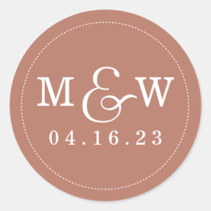 Charming Wedding Monogram Sticker in Terracotta