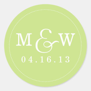 Charming Wedding Monogram Sticker - Lime
