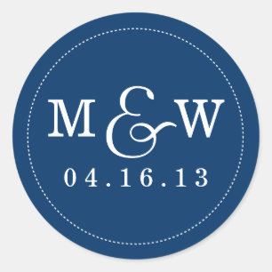 Charming Wedding Monogram Sticker - Navy