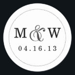 Charming Wedding Monogram Sticker - White<br><div class="desc">Beautifully printed monograms that can be customised for your special day. Check out the Origami Prints store for wedding invitations,  RSVP cards and other products that match this design!</div>