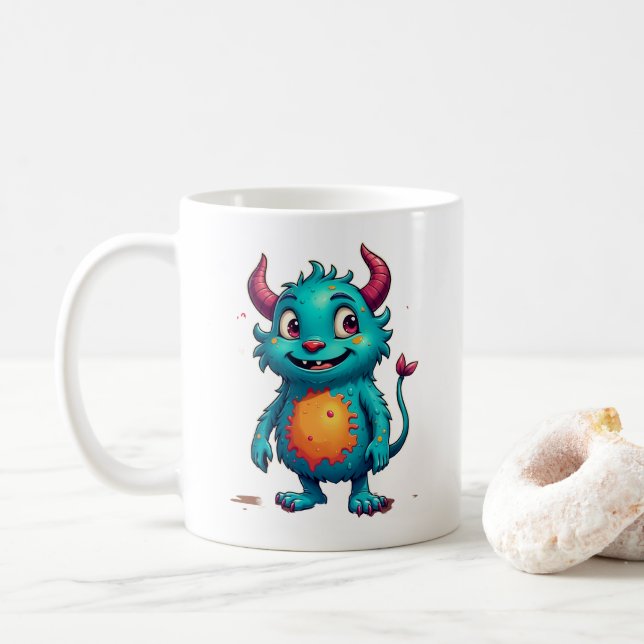 Charming Whimsical Monster Coffee Mug (With Donut)