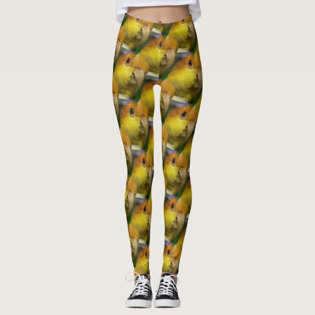 Charming White Bellied Caique Parrot Leggings (Front)
