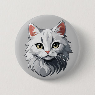 Charming White Cat 6 Cm Round Badge
