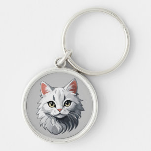 Charming White Cat Key Ring