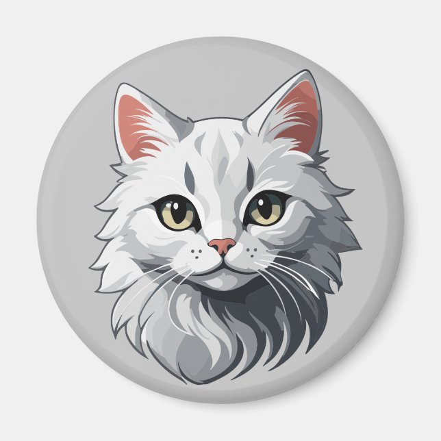 Charming White Cat Magnet (Front)