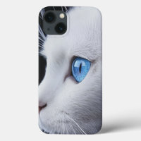 Charming White Cat with Blue Eyes – iPhone 13 Case