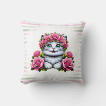Charming White Cat with Floral Crown