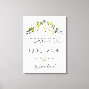 Charming White Cream Floral Guestbook Sign