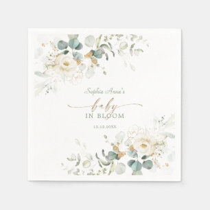 Charming White Floral Airy Leaves Baby in Bloom Napkin
