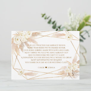 Charming White Roses Pampas Grass Gold Wedding Save The Date