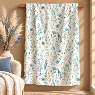 Charming Wildflower Blanket Dusty Blue Sage Decor