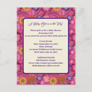 Charming Wildflower Pink Baby Shower Invitations