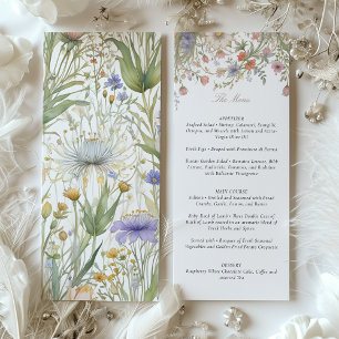 Charming Wildflower Wedding Menu Delicate Pastel Invitation