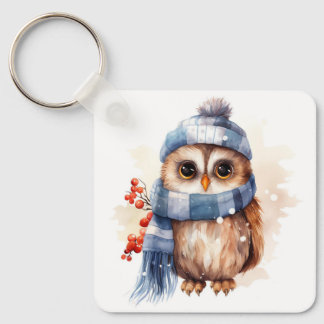 Charming Winter Owl Whimsy Key Ring