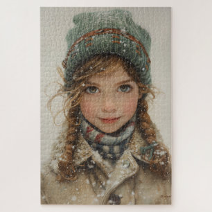 Charming Winter Portrait Young Girl  Jigsaw Puzzle