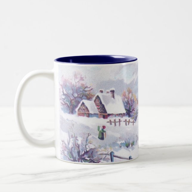 Charming Winter Scene Two-Tone Coffee Mug (Left)