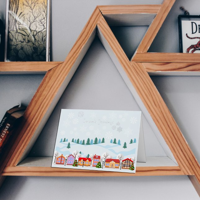 Charming Winter Village Foil Holiday Card (Creator Uploaded)