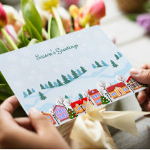 Charming Winter Village Holiday Card –Personalised