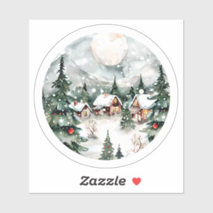 Charming Winter Village With Snow & Lights