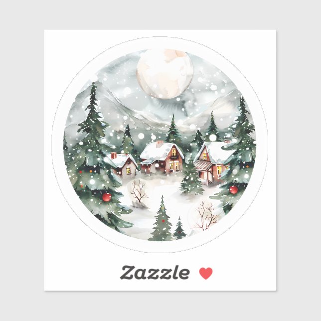 Charming Winter Village With Snow & Lights (Sheet)