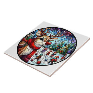 Charming winter wonderland with a playful reindeer tile