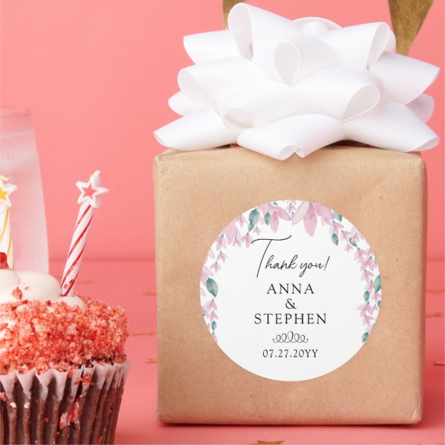 Charming Wisteria Wedding Thank You Classic Round Sticker (Party)