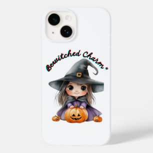 Charming Witch Girl Halloween Decor with Pumpkins Case-Mate iPhone 14 Case