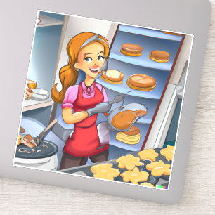Charming Women Baking Sticker - Customisable 