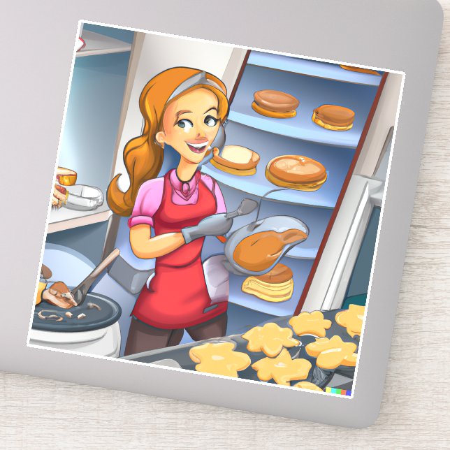 Charming Women Baking Sticker - Customisable  (Detail)
