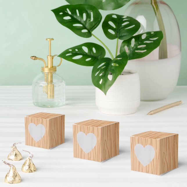 Charming Wood Pattern Celebration Heart Favour Box (Multiple)