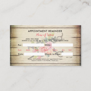Charming Wood Scissors and Roses Appointment Card
