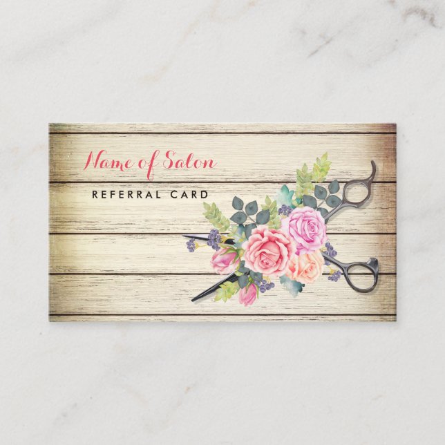 Charming Wood Scissors and Roses Friend Referral (Front)