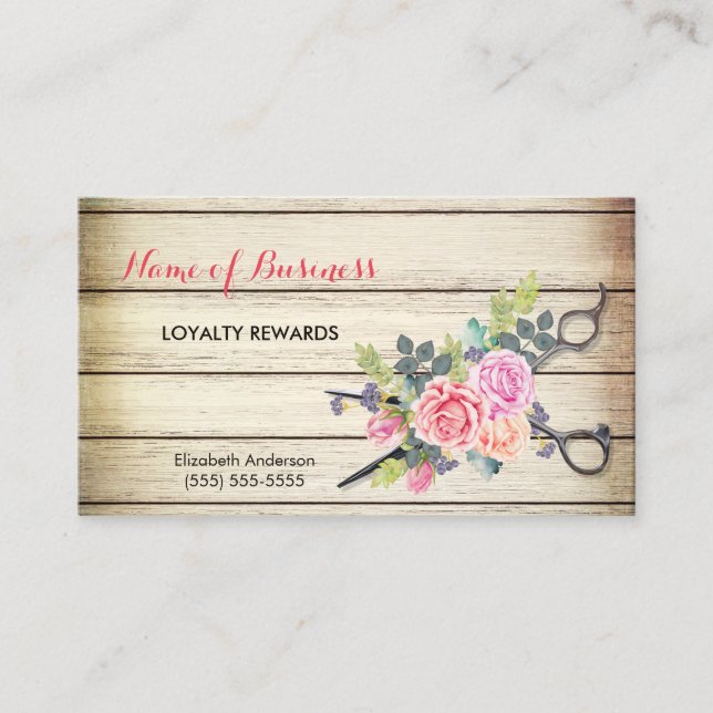 Charming Wood Scissors and Roses Salon Loyalty III (Front)