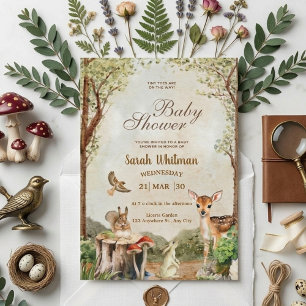 Charming Woodland Animals Baby Shower Invitation