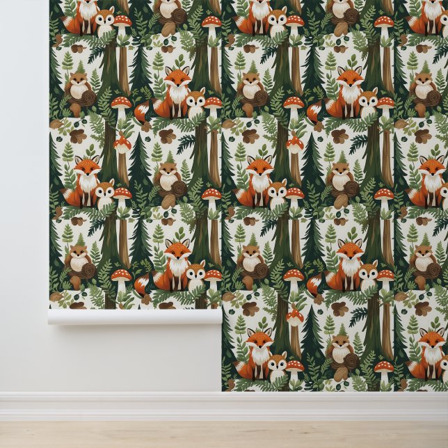 Charming Woodland Creatures Forest Fox & Owl  Wallpaper (Application)