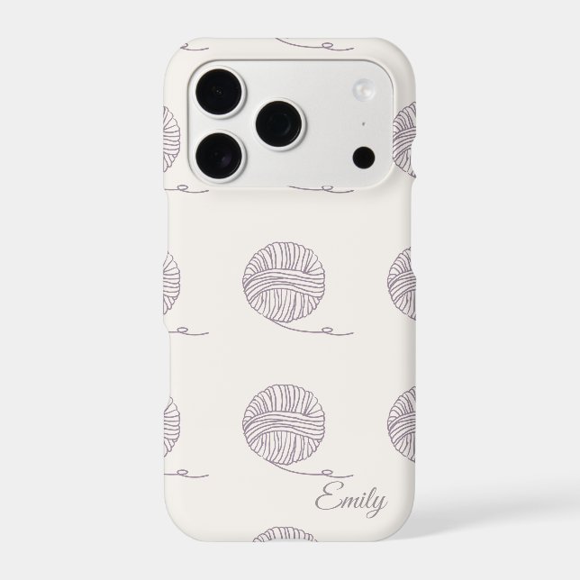 Charming Yarn Ball Pattern Custom Name iPhone Case (Back)