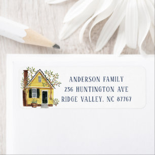 Charming Yellow House New Address Label