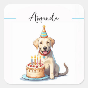 Charming Yellow Labrador Retriever Birthday Square Sticker