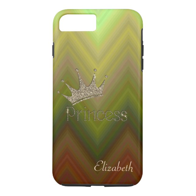 Charming Zigzag ,Tiara, Princess,Gold Glittery Case-Mate iPhone Case (Back)